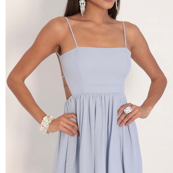 Lucy in the Sky Janey Chiffon A-line Dress Dusty Blue - Picture 4 of 4